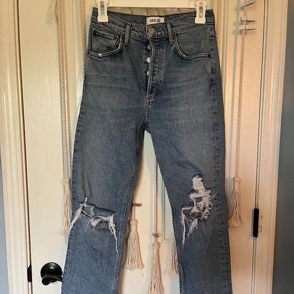 AGOLDE Riley Crop High Rise Straight Button Fly A056B-1255 Size 24